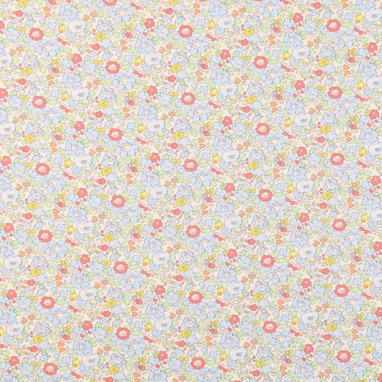 Tissu Liberty of London New Betsy Ann Pastel corail, vert et bleu