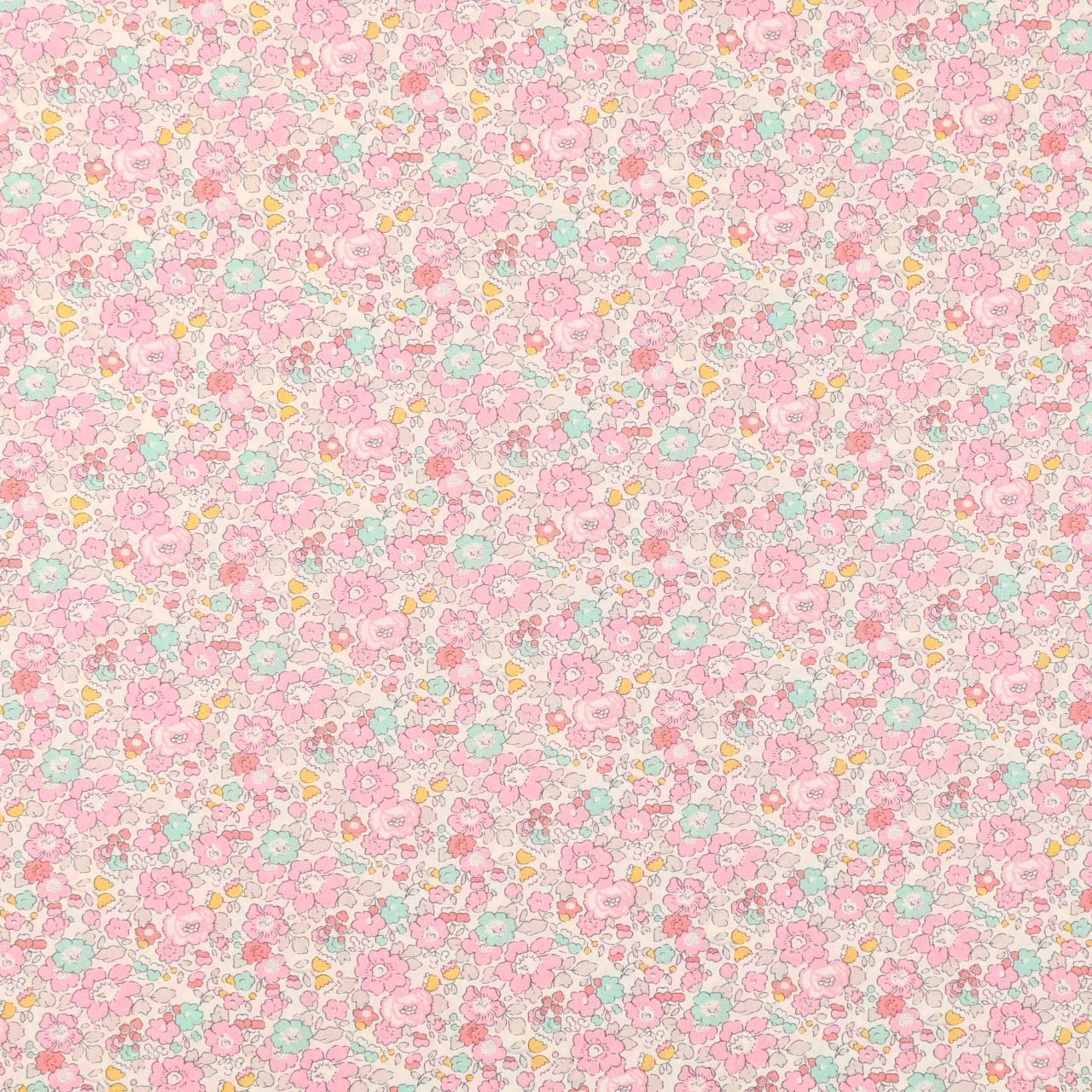 Tissu Liberty of London New Betsy Ann Pastel rose, vert menthe et jaune