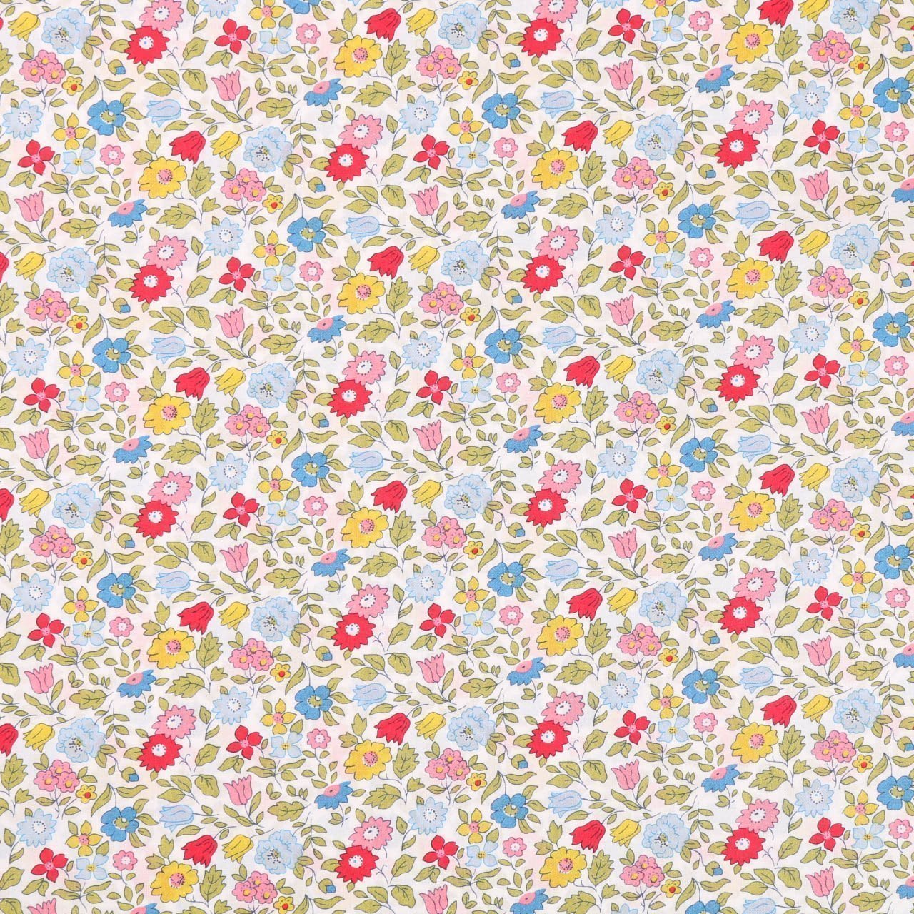 Tissu Liberty of London Vita Vert, bleu, rose et fuchsia