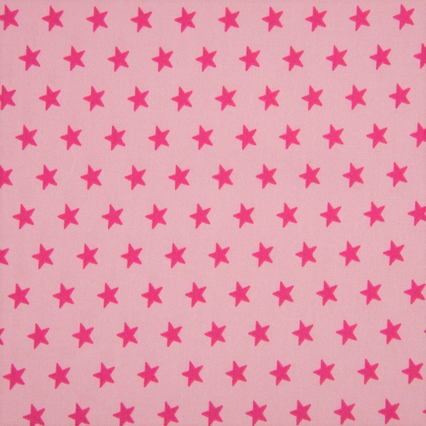 Tissu Popeline Coton Rose clair Etoiles Rose