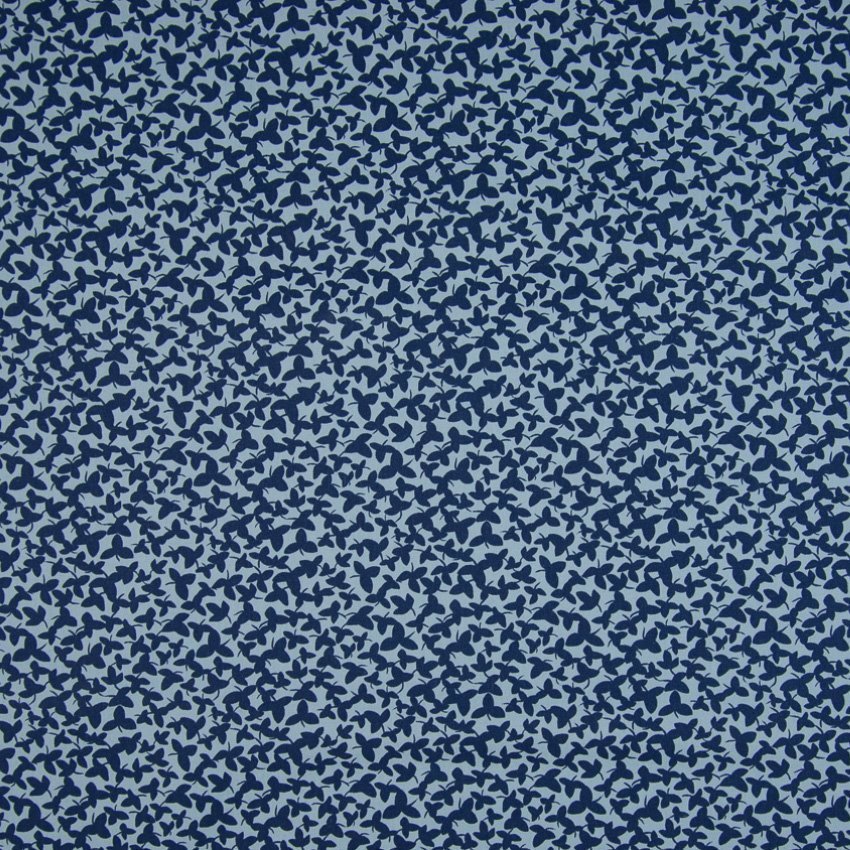 Tissu Popeline imprimée LittleBird Fleurs Bleues sur fond Bleu