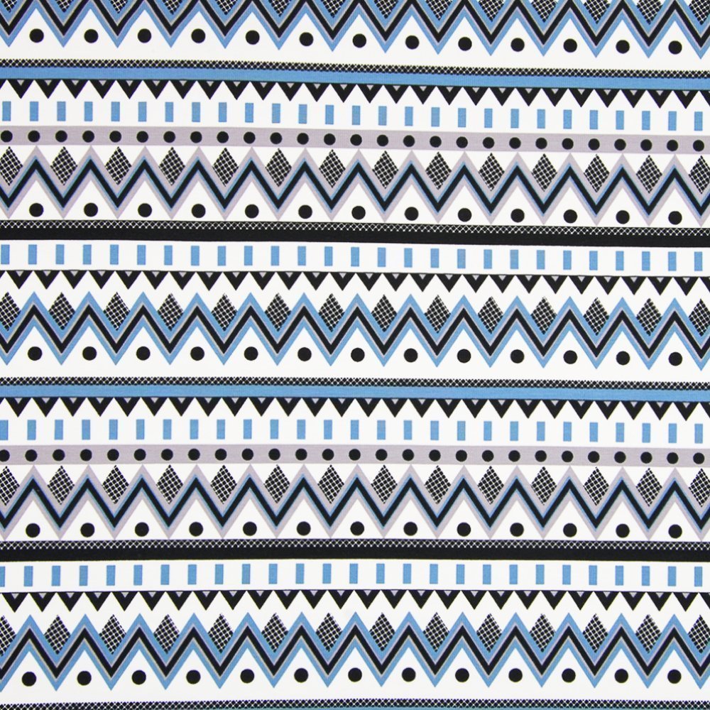 Tissu Jersey Coton Waves Bleu