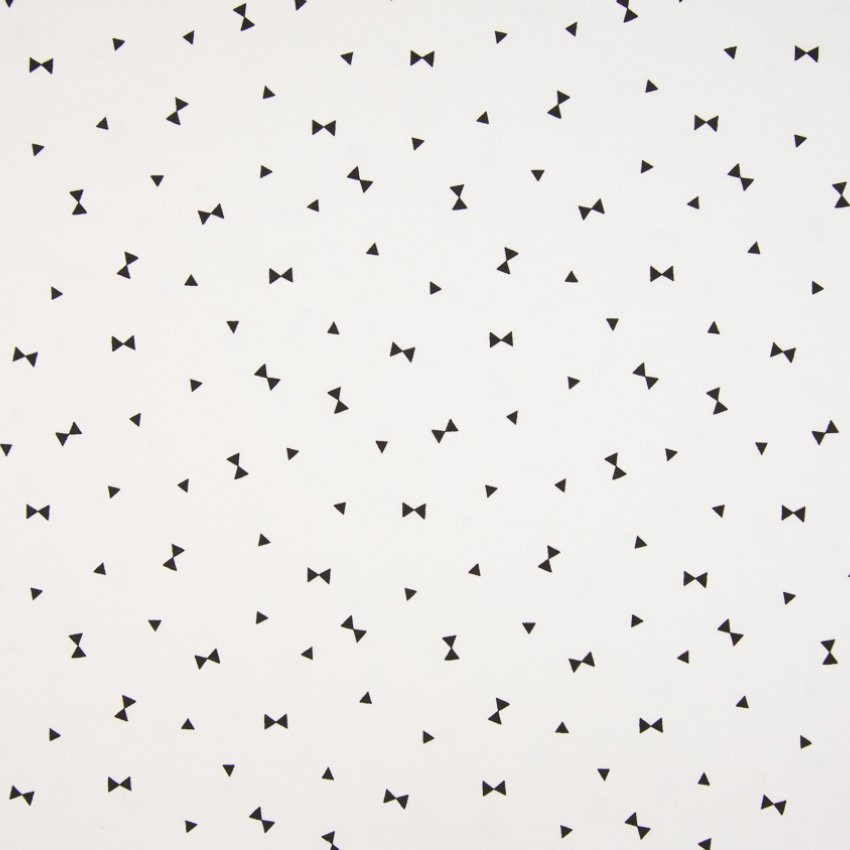 Tissu Jersey Coton Triangles Noirs sur fond Blanc