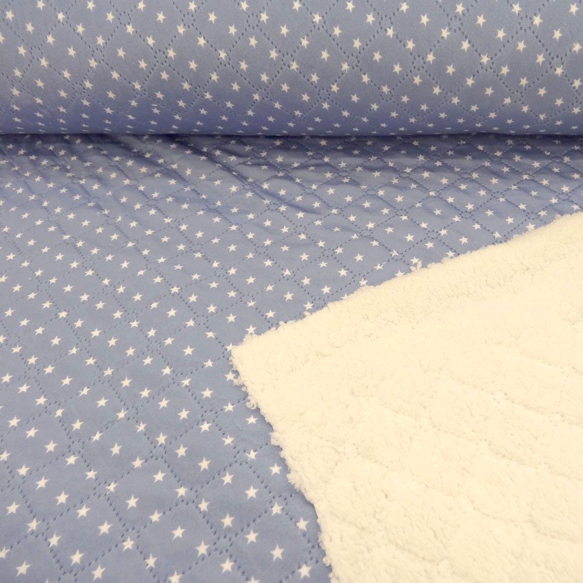Tissu Matelassé Fourrure réversible imprimé étoiles Jean