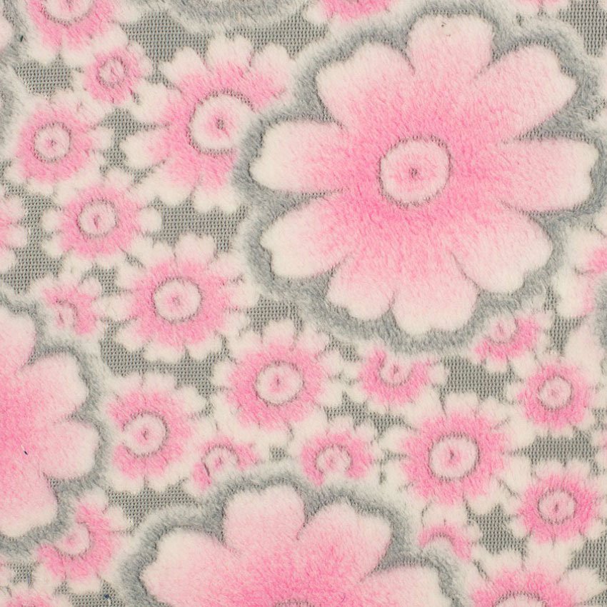 Tissu Doudou Jacquard Fleurs roses