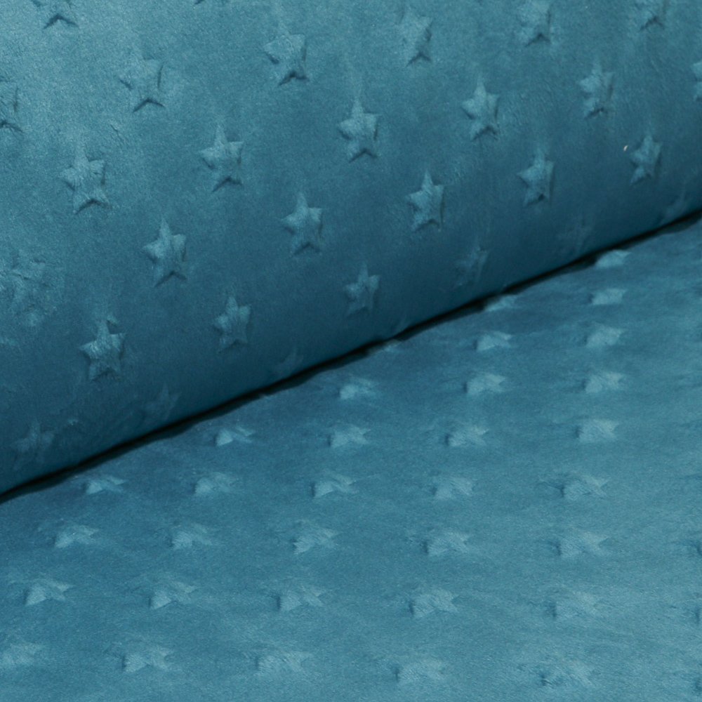 Tissu Minky Ultra doux Etoiles Bleu pétrole