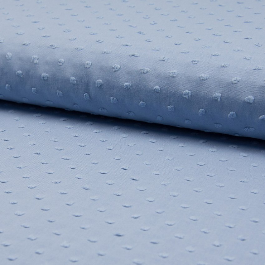 Tissu Plumetis Coton Bleu