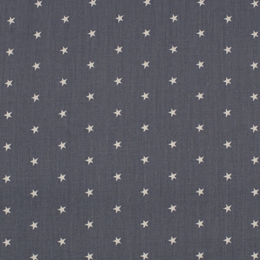 Tissu Popeline imprimée Etoiles Blanches sur fond Gris