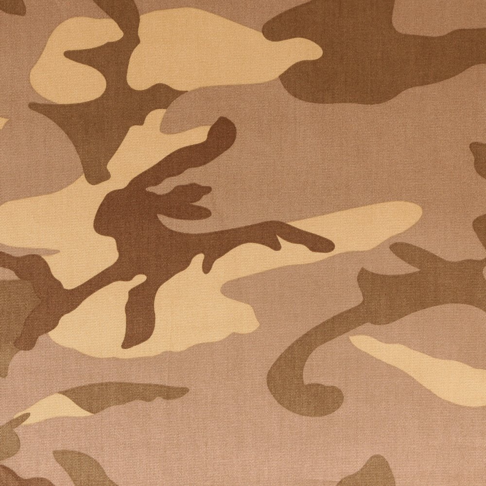 Tissu Gabardine imprimée Camouflage Sable