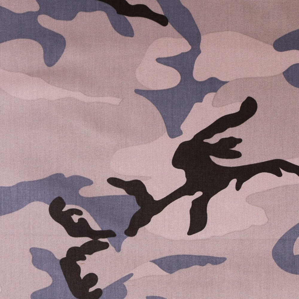 Tissu Gabardine imprimée Camouflage Bleu-Gris