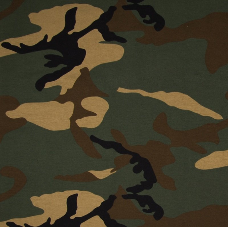Tissu Jersey coton Camouflage Kaki