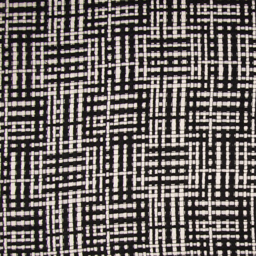 Tissu Fantaisie Panama Ecru & Noir