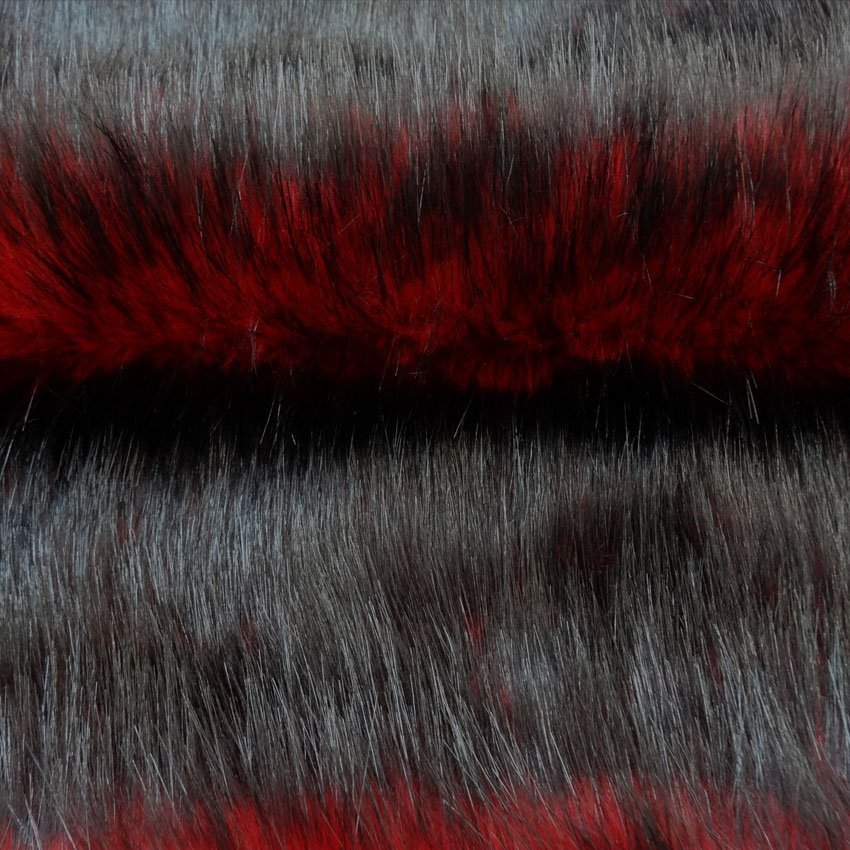 Tissu Fausse fourrure Mode Rouge et noir
