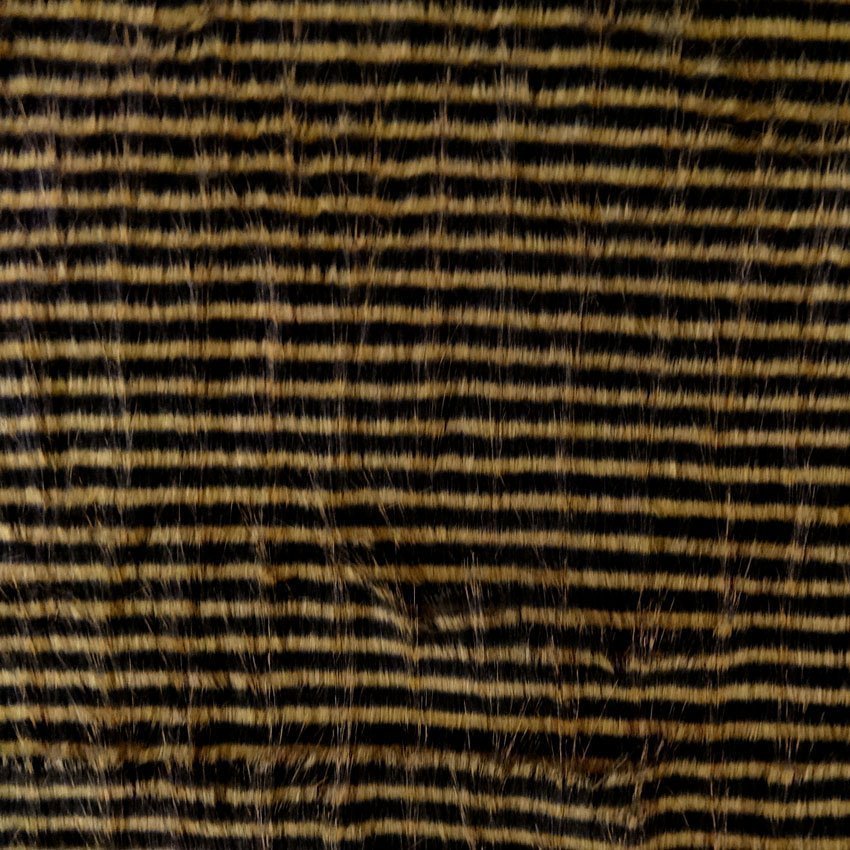 Tissu Fausse fourrure Longs poils Rayures Jaune moutarde