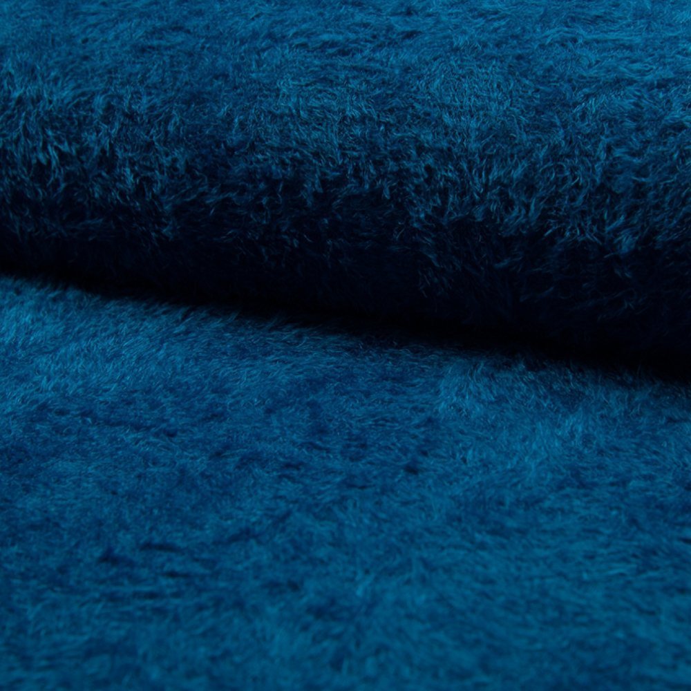 Tissu Maille Légère Fausse Fourrure Bleu pétrole