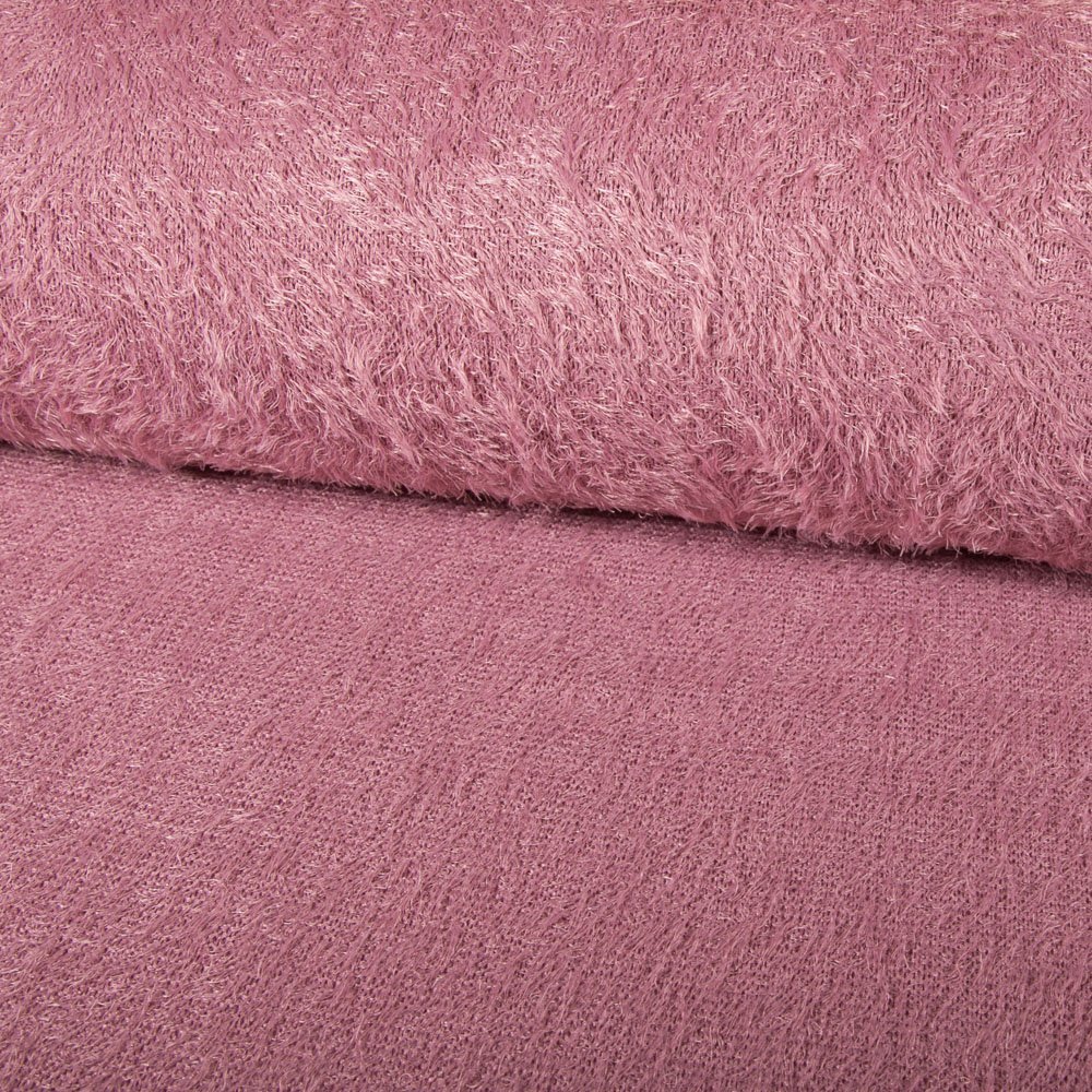 Tissu Maille Légère Fausse Fourrure Vieux rose