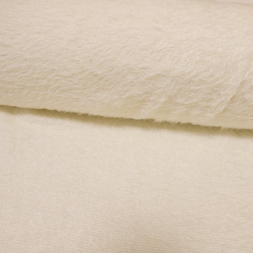 Tissu Maille Légère Fausse Fourrure Ecru