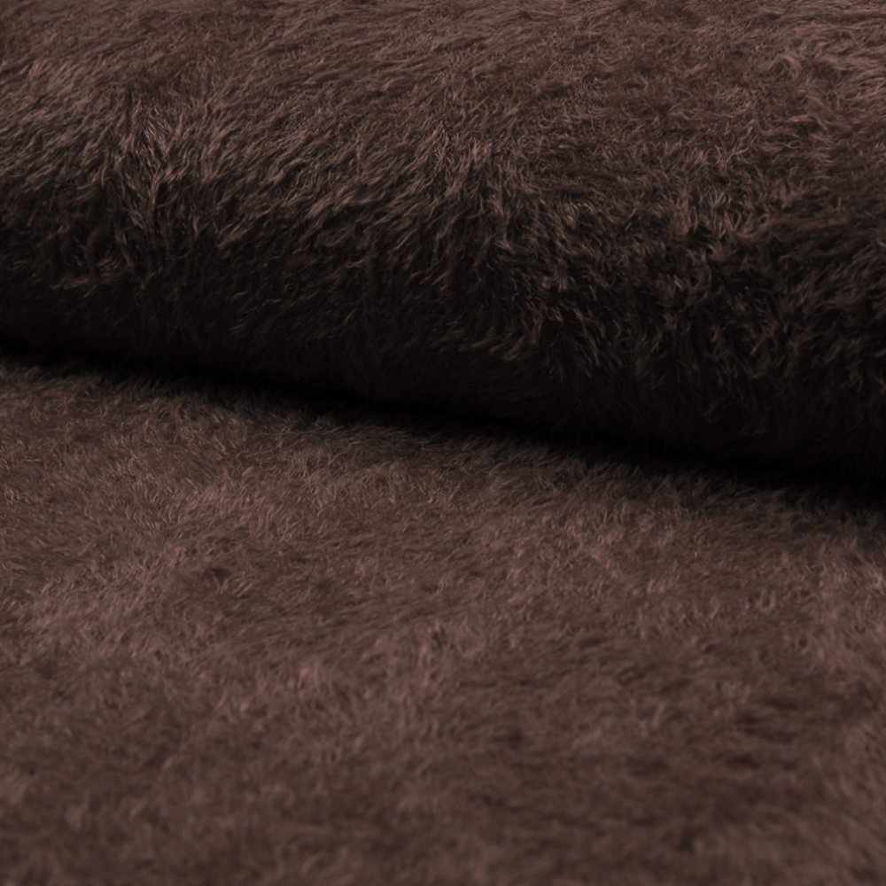 Tissu Maille Légère Fausse Fourrure Marron