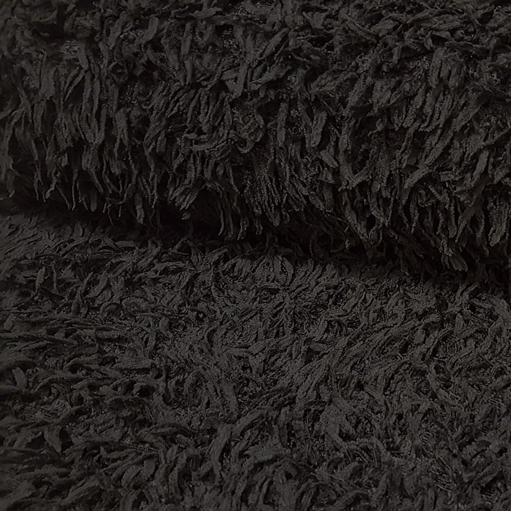 Tissu Fausse Fourrure Rasta Chenille Noir