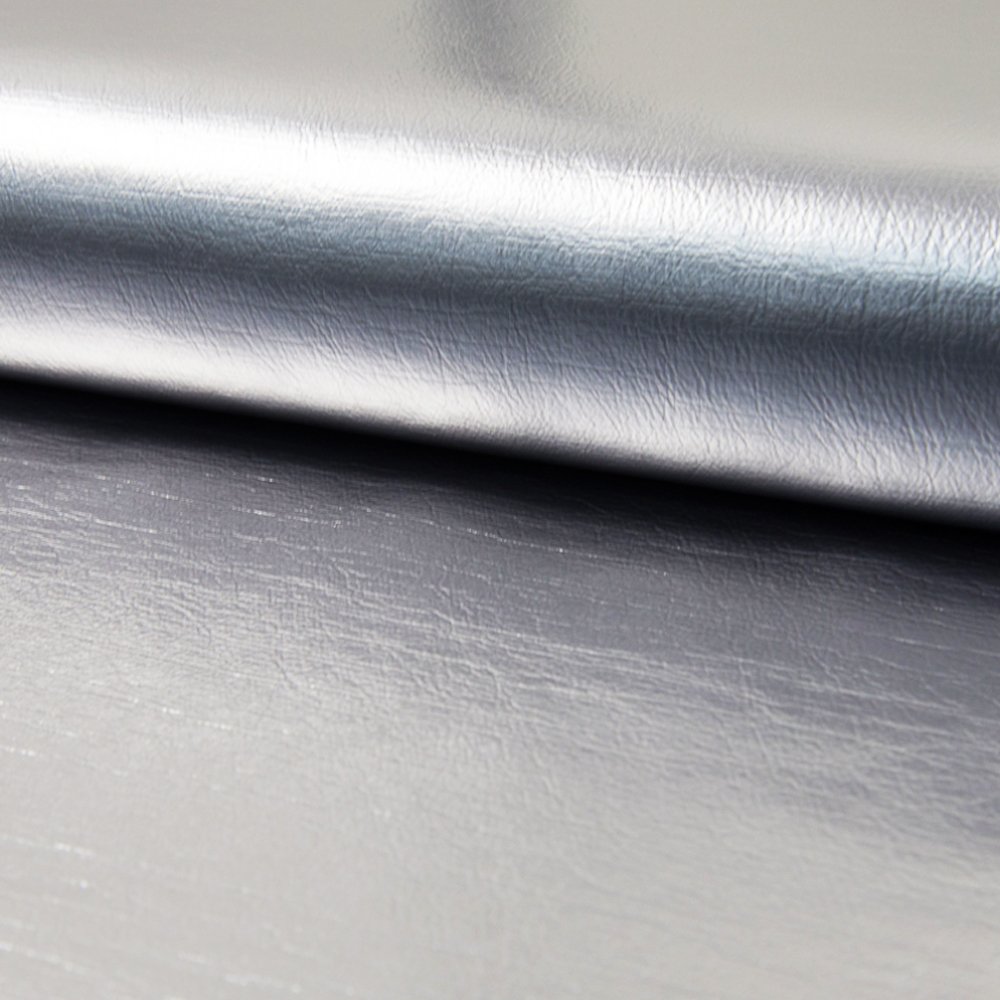Tissu Simili Cuir effet Aluminium Argent