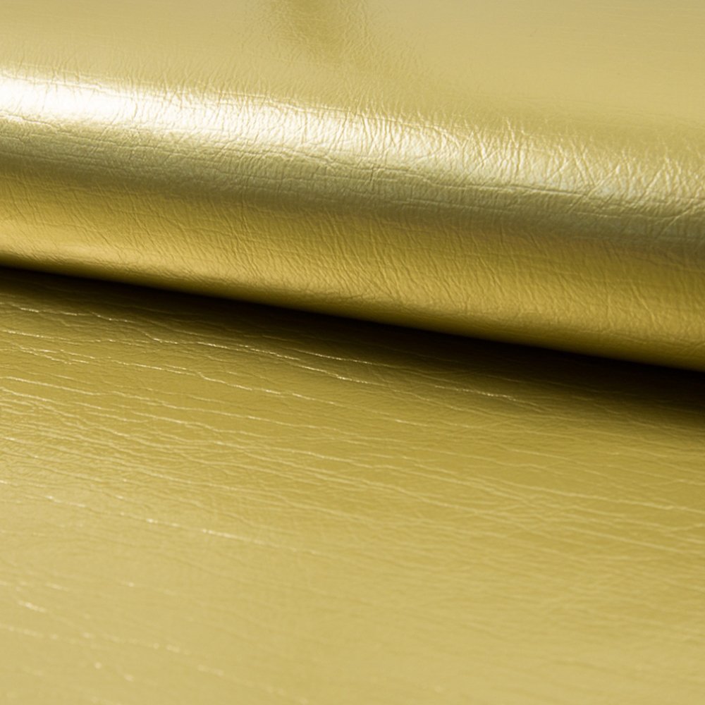Tissu Simili Cuir effet Aluminium Or