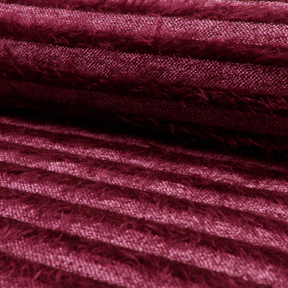 Tissu Maille Rayures à poils Rouge