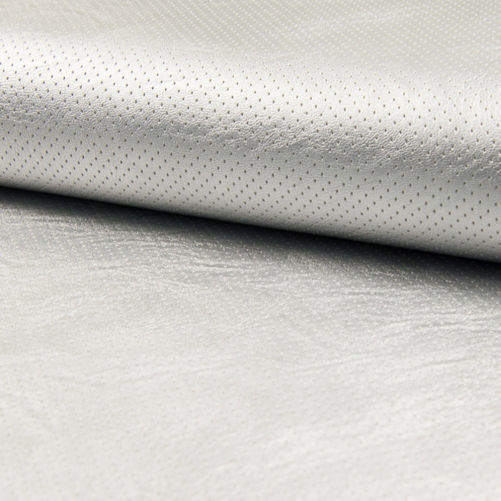 Tissu Simili Cuir Ajouré Argent