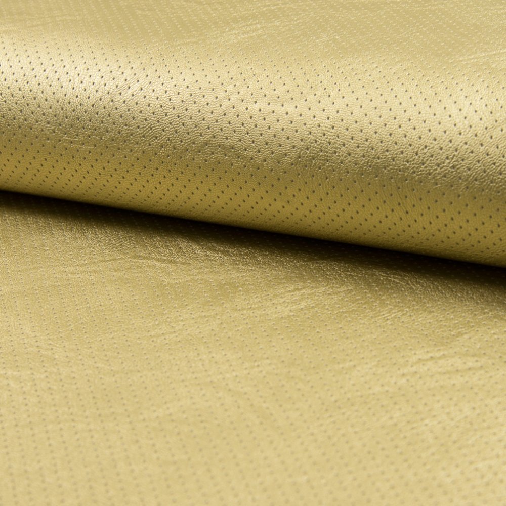 Tissu Simili Cuir Ajouré Or