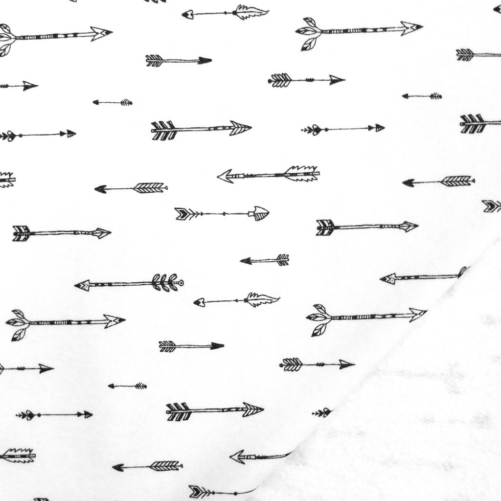 Tissu Sweat Blanc Flèches noires