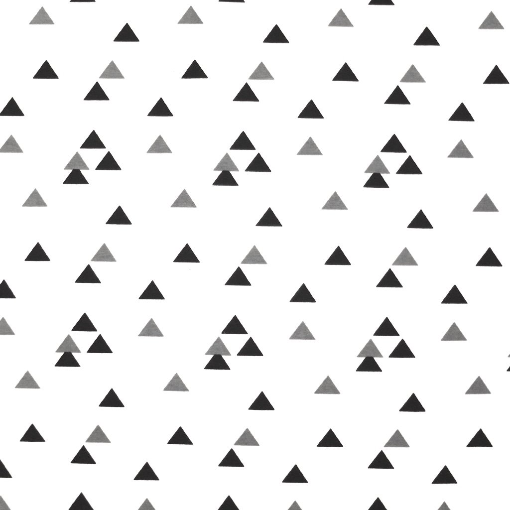Tissu Jersey Blanc Triangles gris et noirs