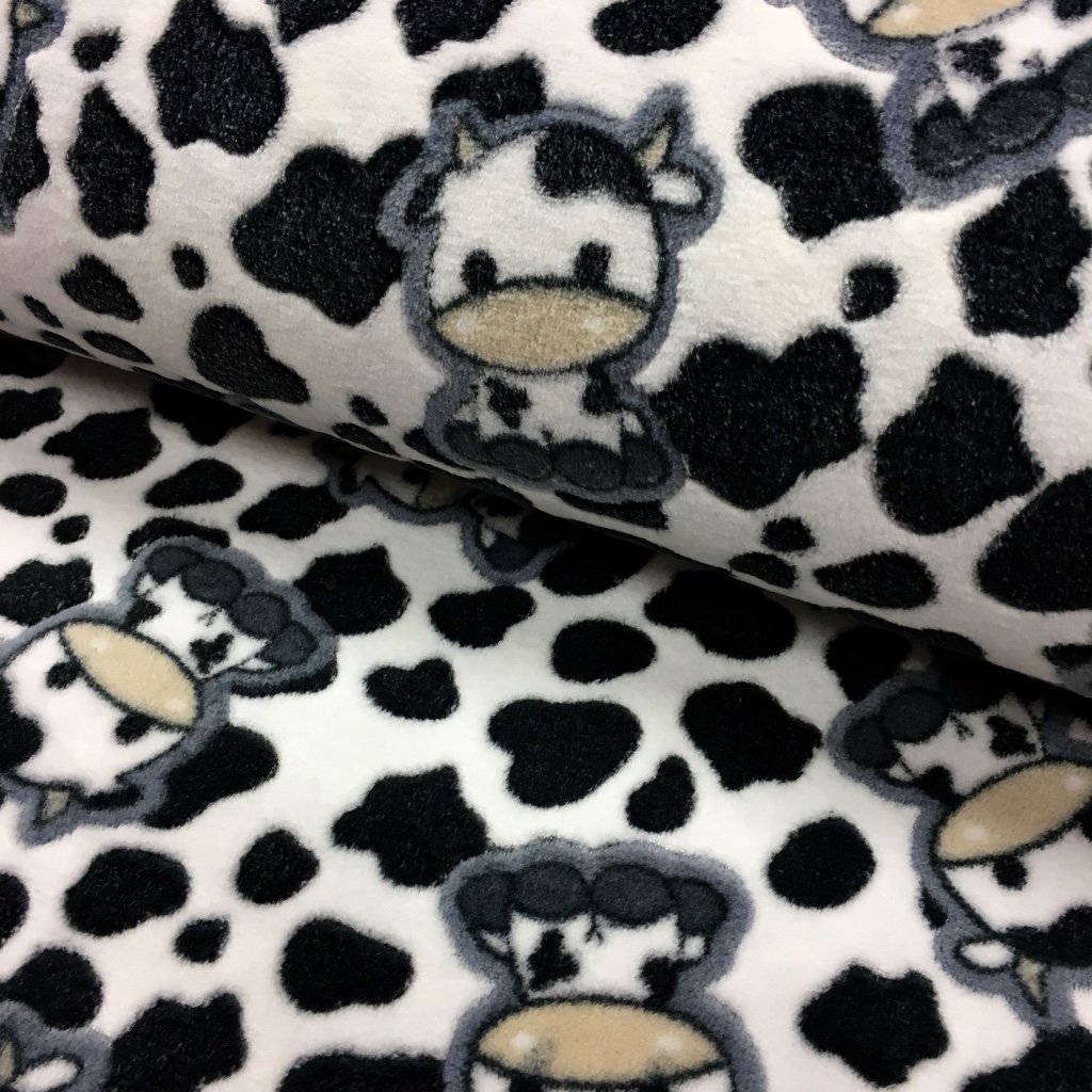 Tissu Doudou Noir Vaches