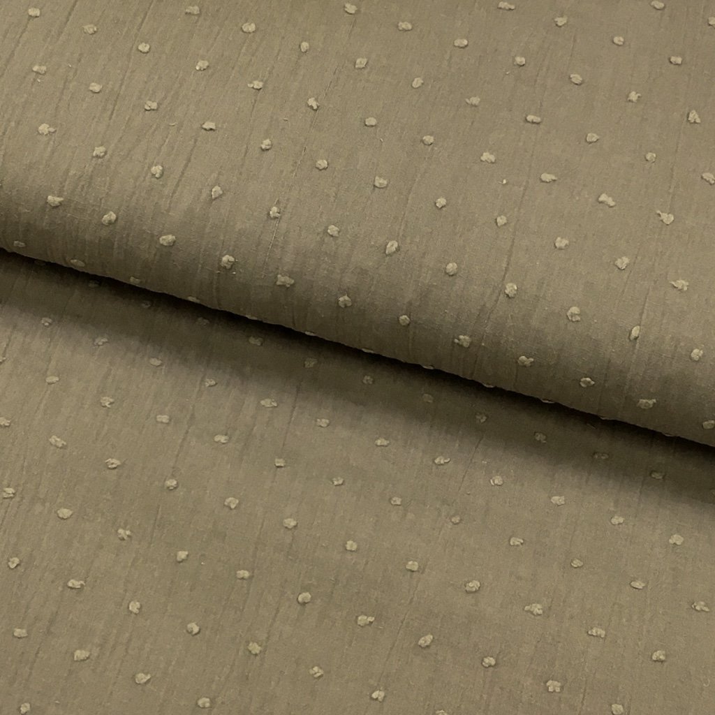Tissu Plumetis Coton Kaki