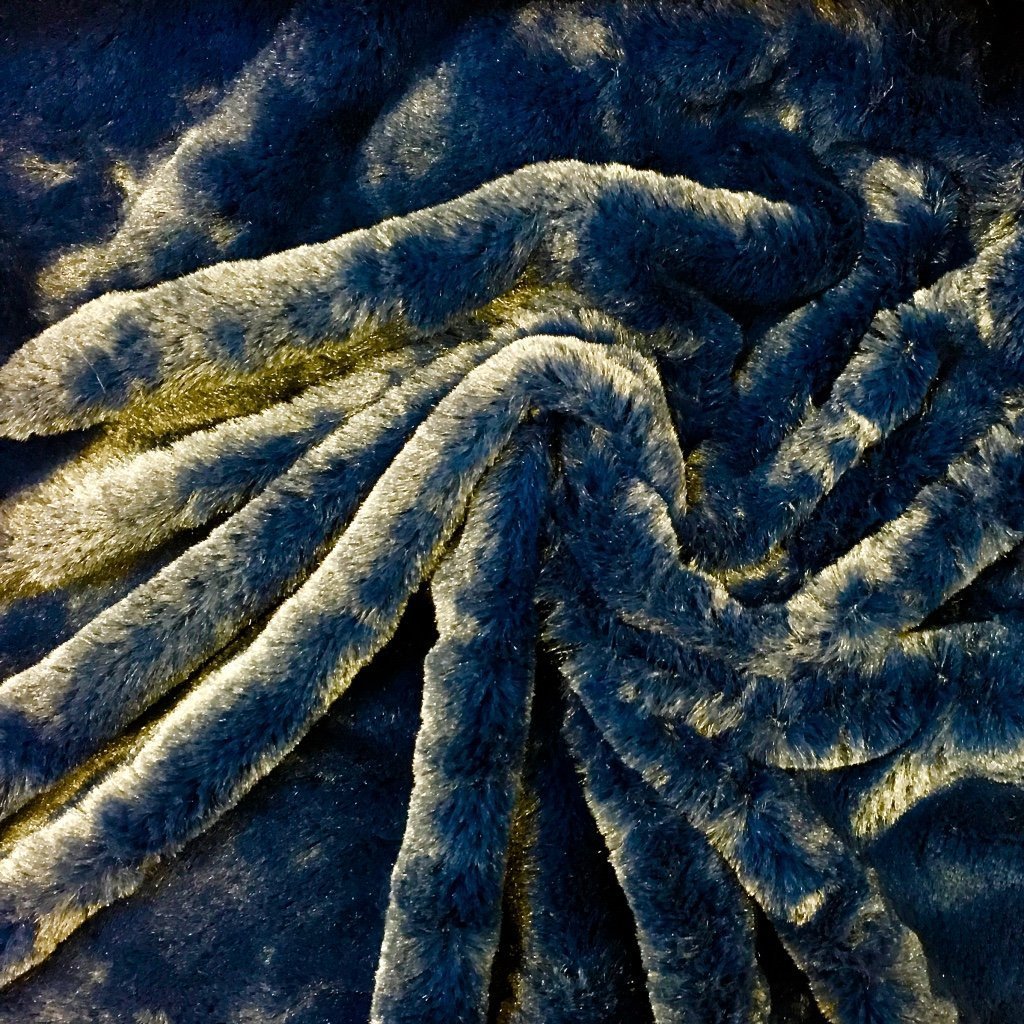 Tissu Minky Ultra doux Longs poils Bleu marine