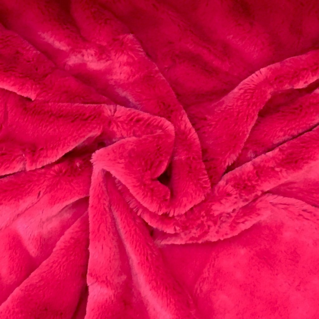 Tissu Minky Ultra doux Longs poils Rose framboise