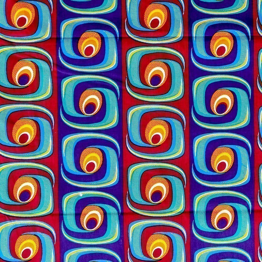 Tissu Wax Africain N°283 Carrés Multicolores sur fond Violet