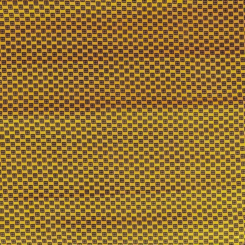 Tissu Wax Africain N°320 Carrés Noirs sur fond Jaune