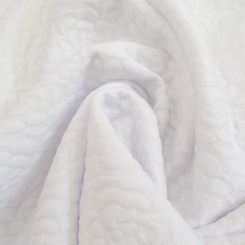 Tissu Jersey matelassé Blanc Fleurs