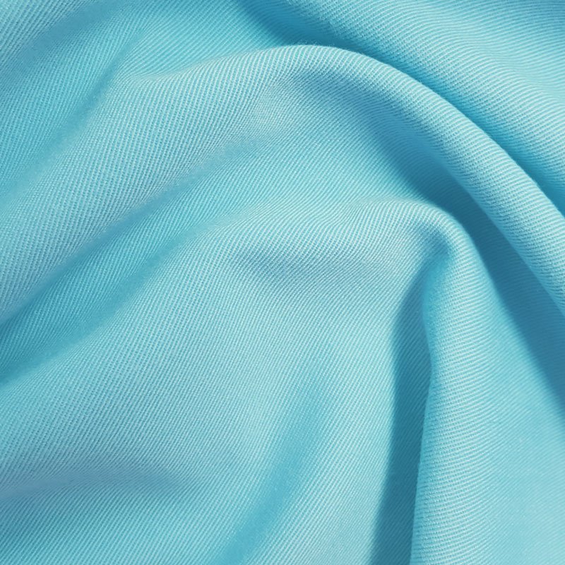 Tissu Coton Sergé d'ameublement uni Bleu cyan - Par 10cm