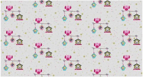 Tissu Stof Fabrics O.B.O Hiboux roses