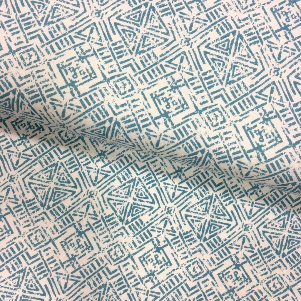 Tissu Jersey viscose Blanc Motifs aztèques Bleus