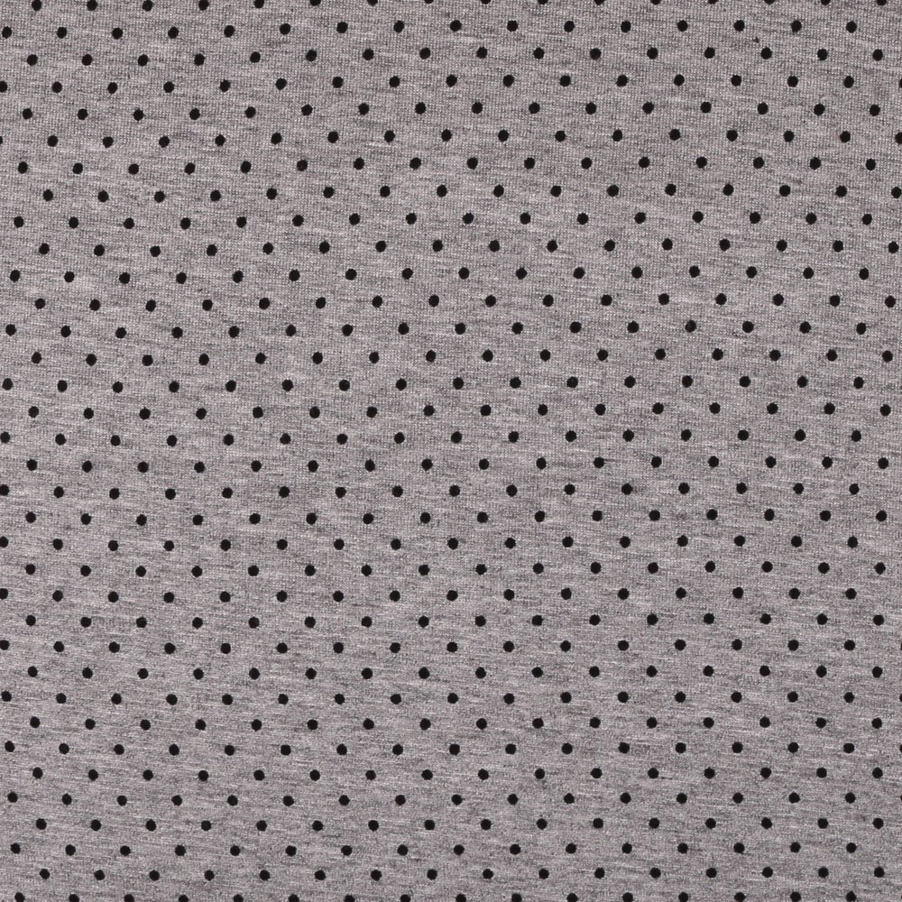 Tissu Jersey Viscose Gris chiné Pois Noirs