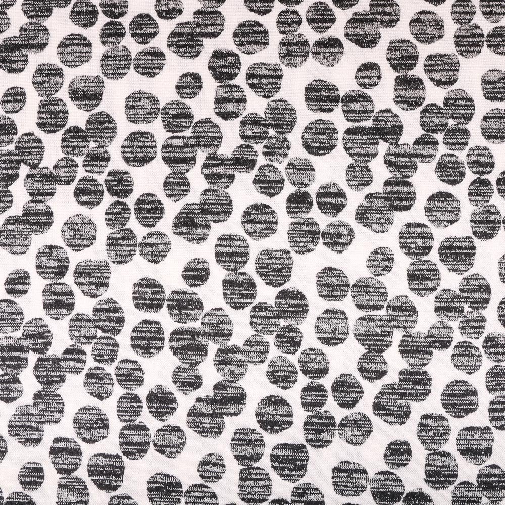 Tissu Maille légère Ecru Ronds Noirs