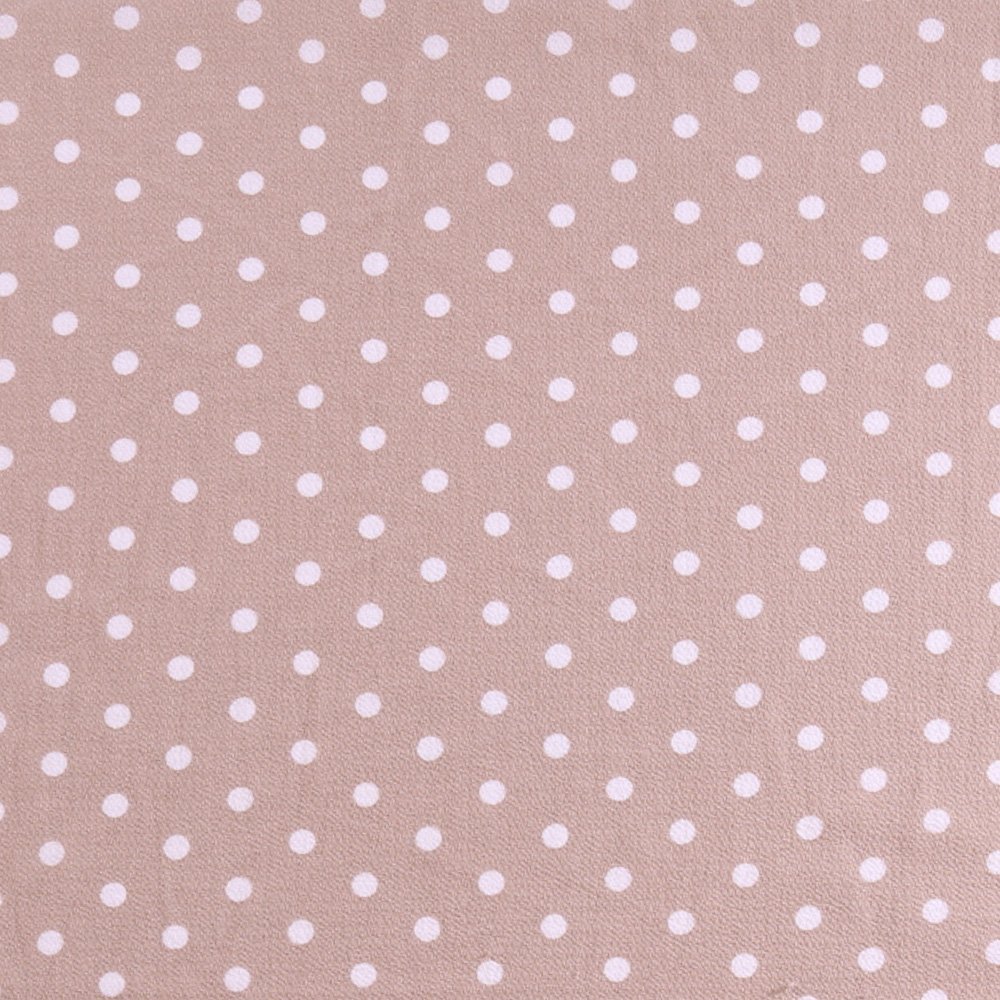 Tissu Crêpe à pois blancs sur fond Beige