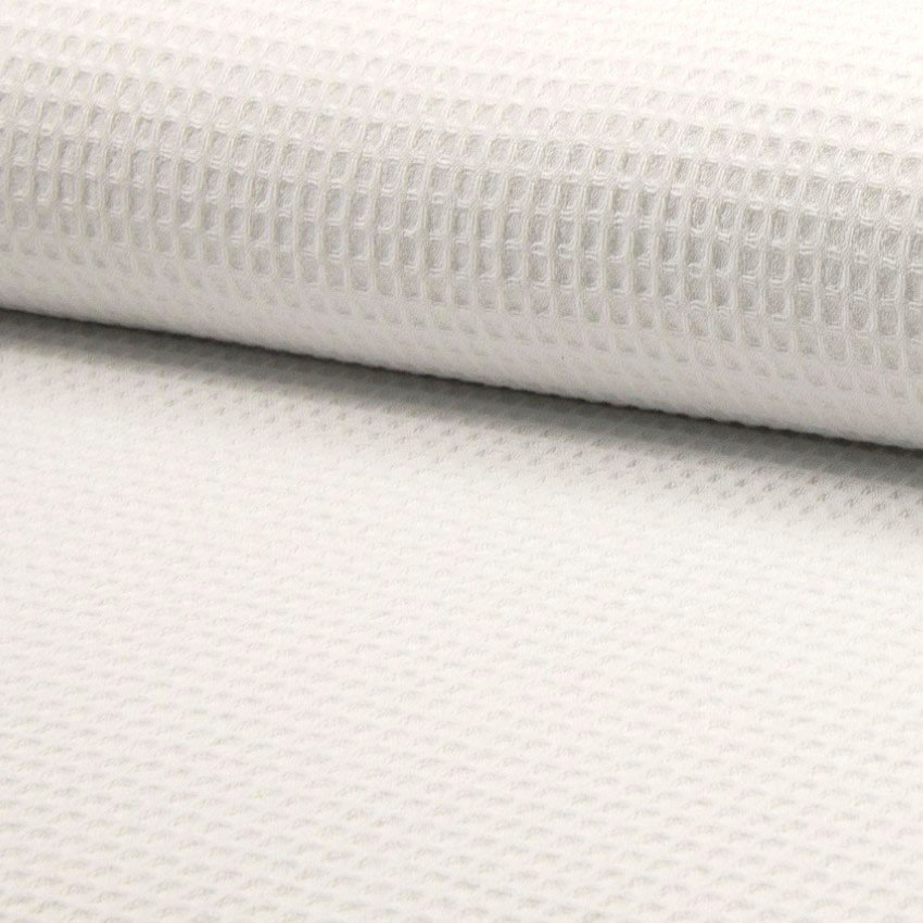 Tissu Nid d'abeille Blanc cassé
