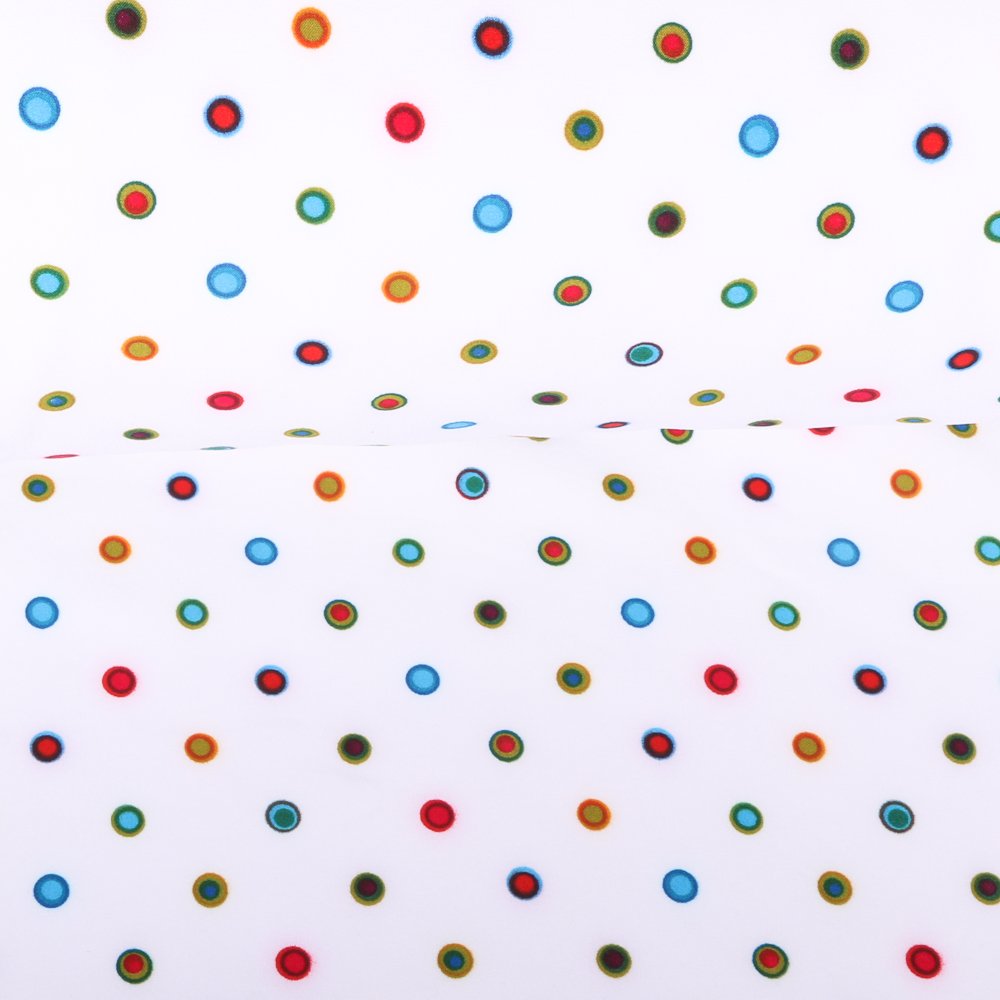 Tissu Softshell envers Polaire Cercles Multicolore sur fond Blanc