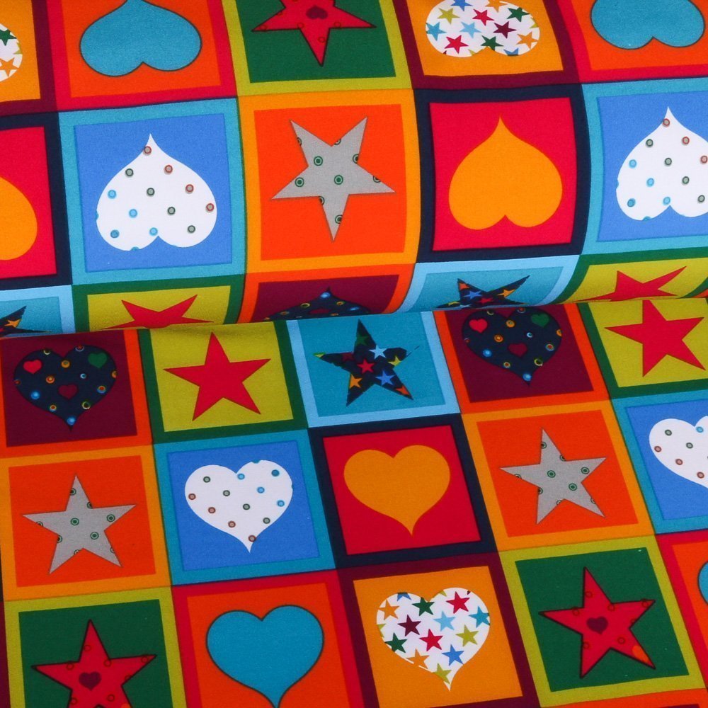 Tissu Softshell envers Polaire Carrés de forme Multicolore