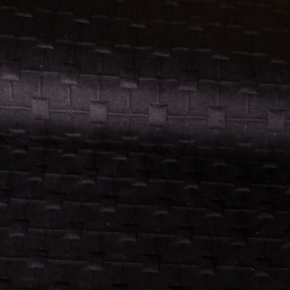 Tissu Jacquard Viscose Carrés liés en relief sur fond Noir