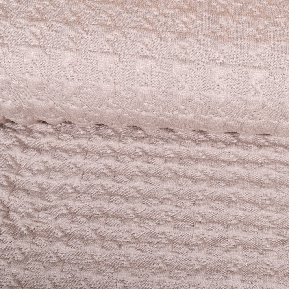 Tissu Jacquard Bubble Pied de poule Beige