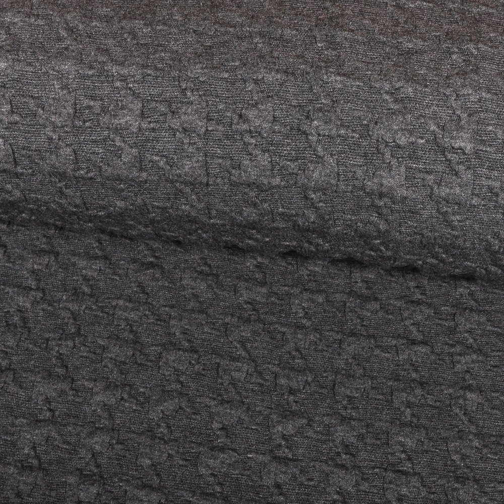 Tissu Jacquard Bubble Pied de poule Gris anthracite