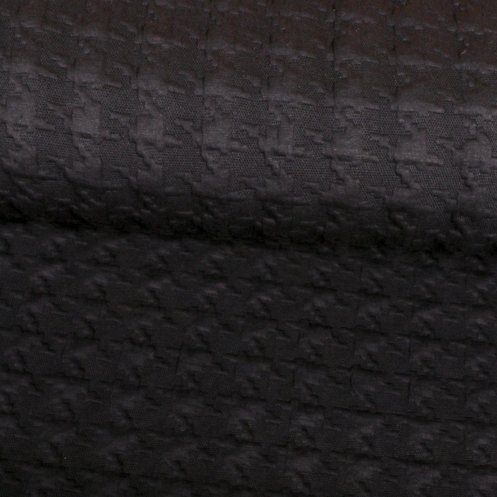 Tissu Jacquard Bubble Pied de poule Noir